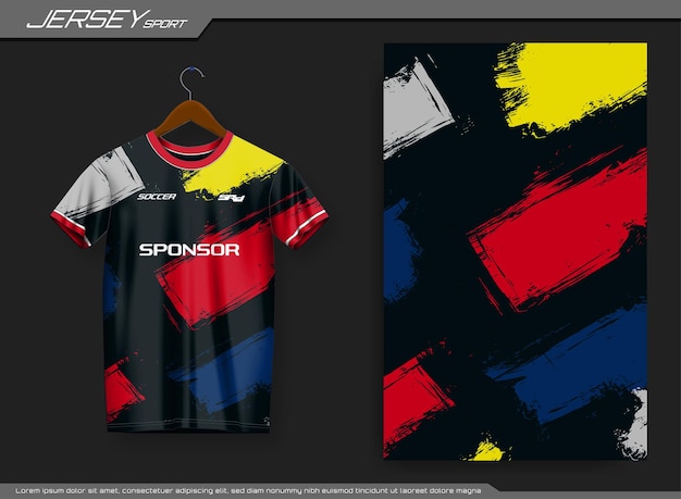 Jersey sport t-shirt. Voetbalshirt voor voetbalclub. Geschikt voor jersey, achtergrond, poster, etc.