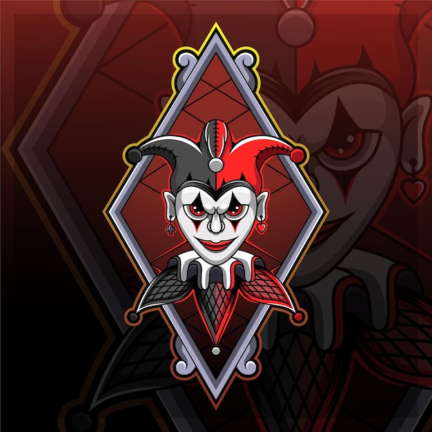 Design del logo della mascotte di jester esport