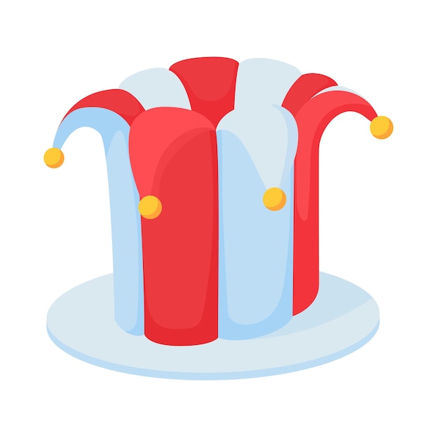 Jester hat icon in cartoon style on a white background