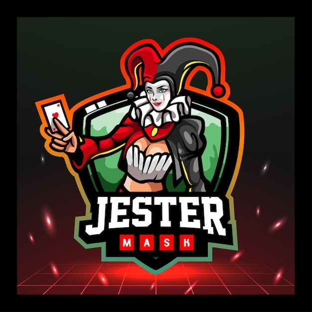 Jester mascot esport logo ontwerp