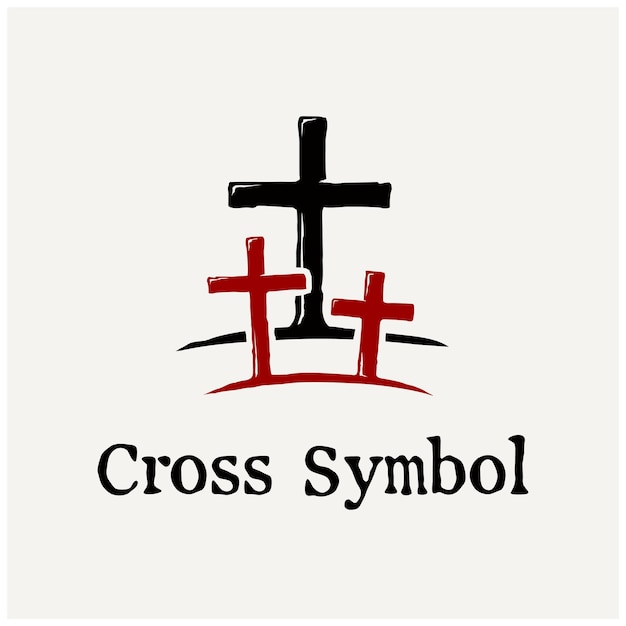 Gesù cristo croce con due ladri tomba christian church logo design ispirazione