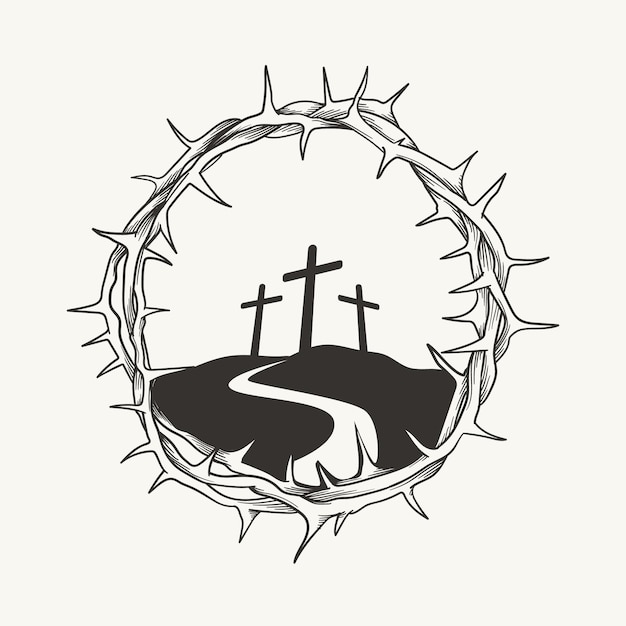 Vector jesus christ crown of thorns christian symbols