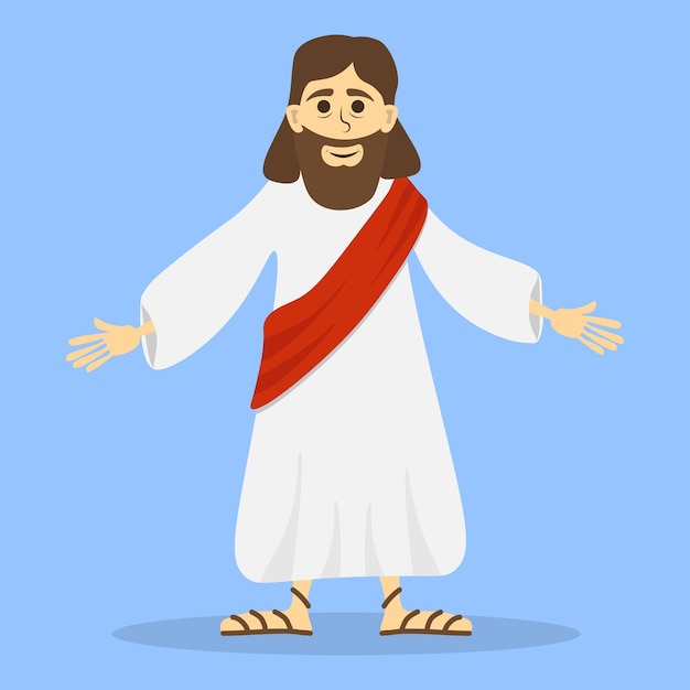 Jesus Christ in cute cartoon style Christian Bible for kids vector illustration