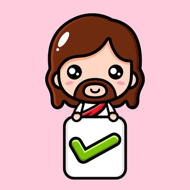 Vector jesus christ cute with right sign