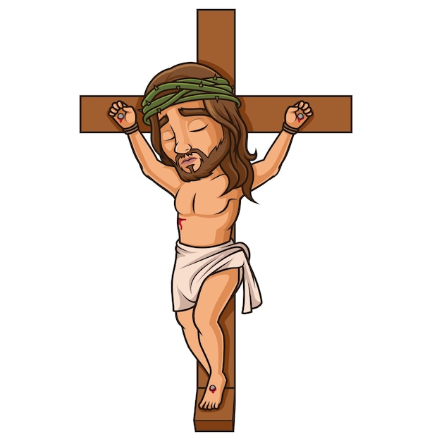 jesus christ dying on the cross cartoon illustration
