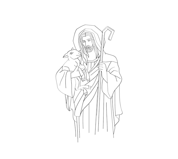 Vector jesus christ is the good shepherd art vector design