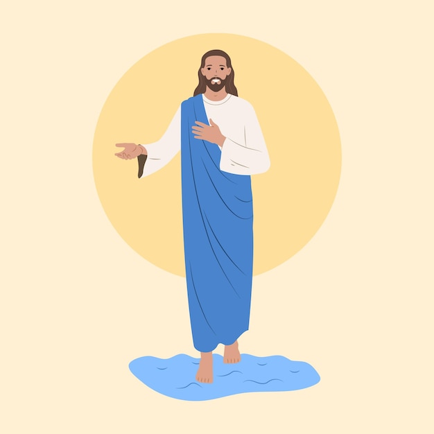 イエス・キリスト・ライフ フラットセット 白い背景のベクトルイラスト