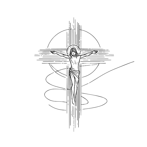 Vector jesus christ in lines