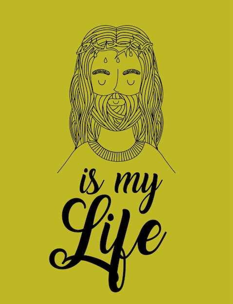 Vector jesus christ man icon over green background