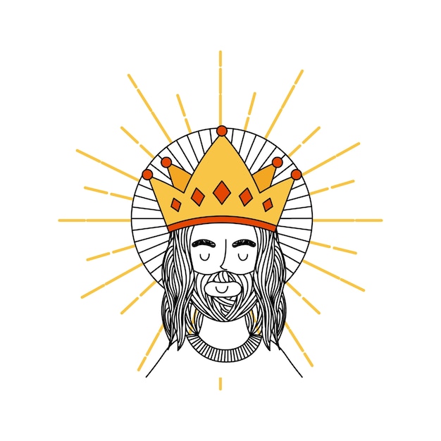 Vector jesus christ man with crown icon