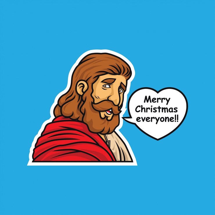 Vector jesus christ merry christmas illustration sticker