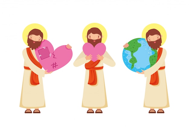 Vector jesus christ set.