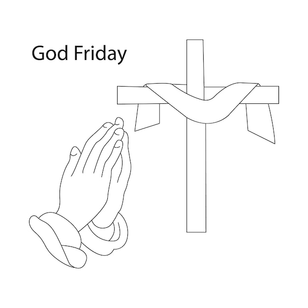 Jesus Christ sketch good Friday continuous single line outline vector