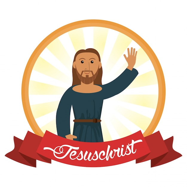 Vector jesus christ spiritual catholic image label