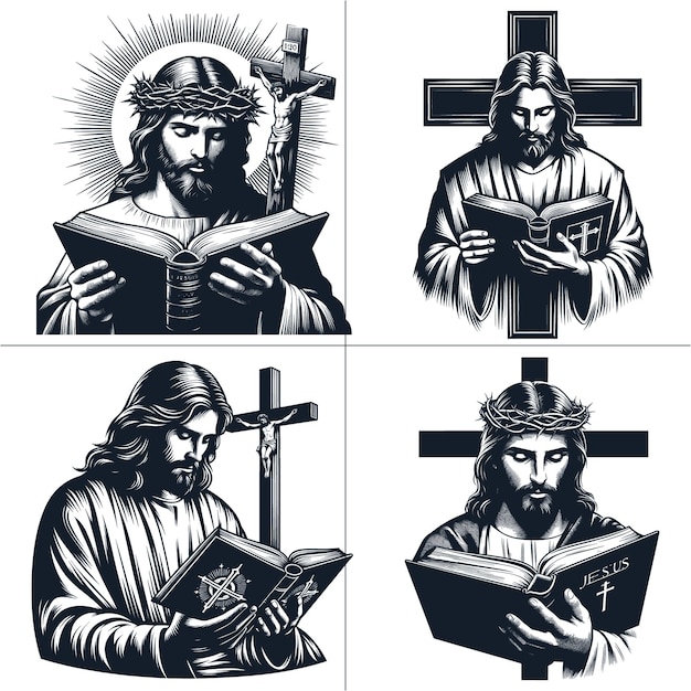 Jesus Christ Thorn Crown Vector Cross Jesus Face Cristo Cristiano religion Silhouette