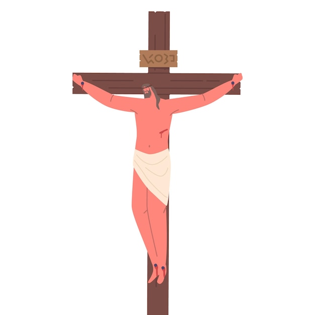 Vector jesus crucifixion pivotal event in christian history symbolizing his sacrifice and redemption vector illustration