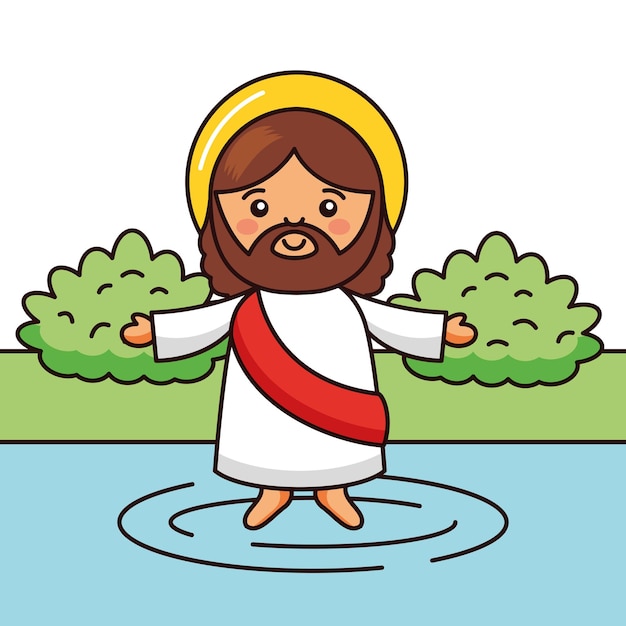 Jesus die op het waterbeeldverhaal loopt