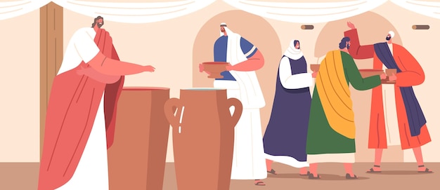 Jesus Performs Miracle At Wedding Changing Water Into Wine which Tasted And Declared The Best Of The Feast