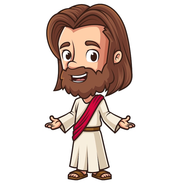 Jesus welcoming everyone cartoon illustration