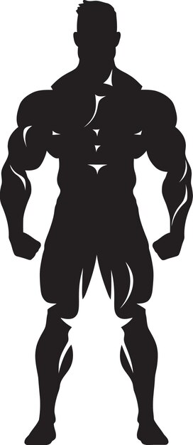 Vector jet black bulk full body vector logo icon muscle monolith bodybuilders iconic black vector