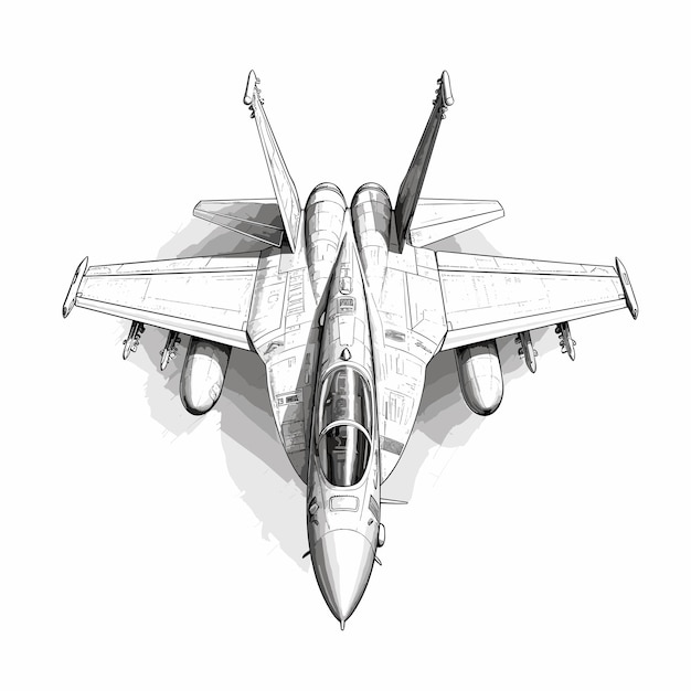 Vector jet fighter or military aircraft isolated on white background airplanes design