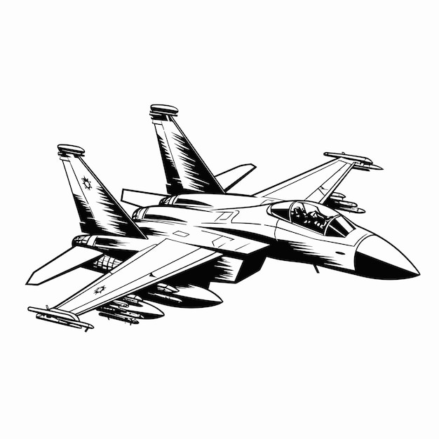 Vector jet fighter or military aircraft isolated on white background airplanes design