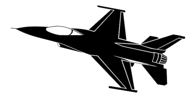 Jet fighter silhoutte f16 top side view