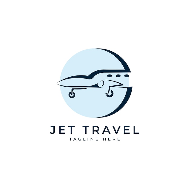 Modello di progettazione di logo di viaggio aereo jet