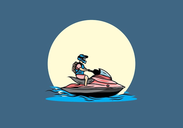 Jet sky sport on the beach illustration