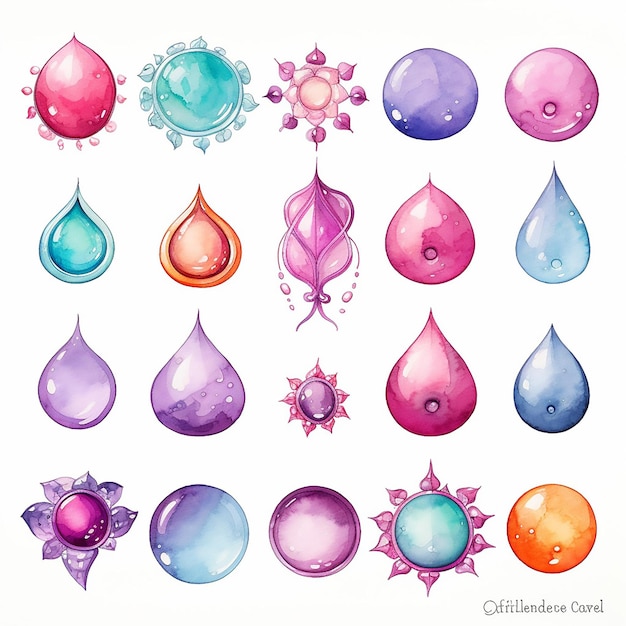 Vector jewel ornamental smooth comic spray sweat flowing spa splash rain star sketch wet bubble wave