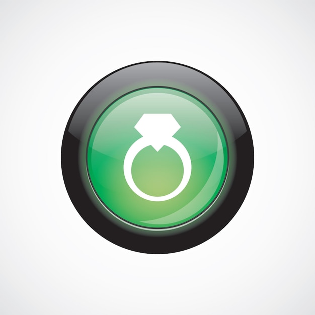 Jewelery ring glass sign icon green shiny button. ui website button