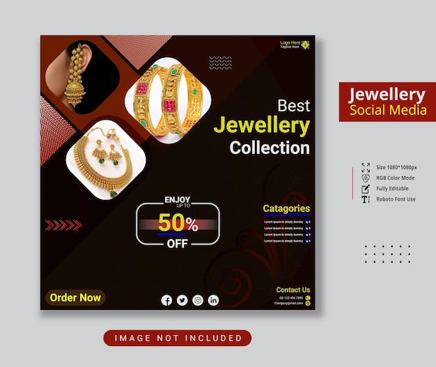 Jewellery  collection feel the luxury social media post or instagram post template