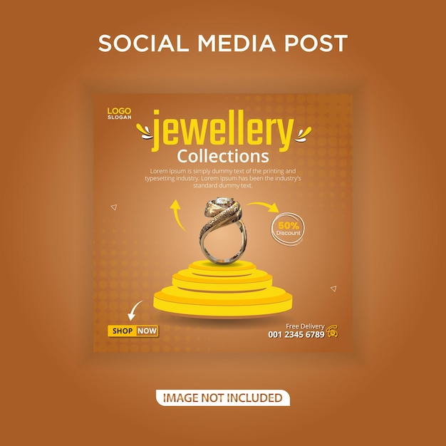 Post sui social media delle collezioni di gioielli Vettore Premium