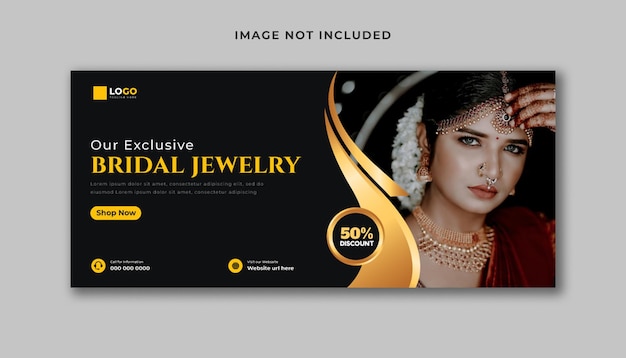 Vector jewelry business social media cover banner design template