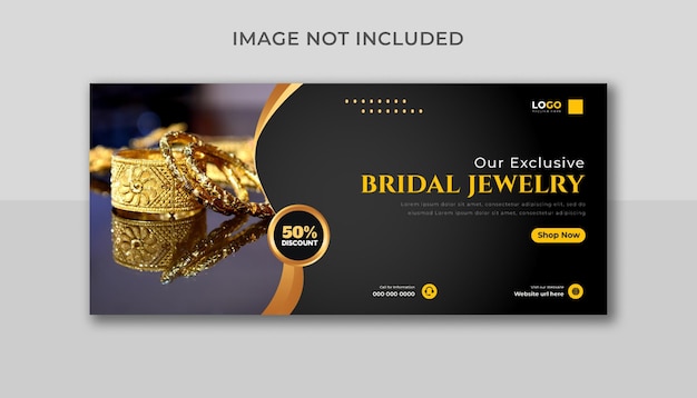 Vector jewelry business social media cover banner design template