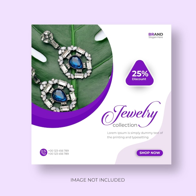 Jewelry collection social media post or web banner or Instagram post template