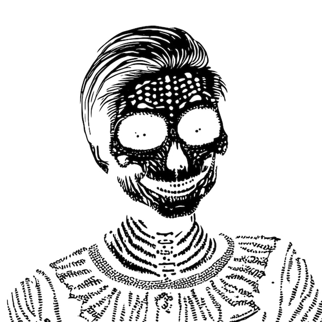 jewelry fashion show by a skeleton vector illustration engraving