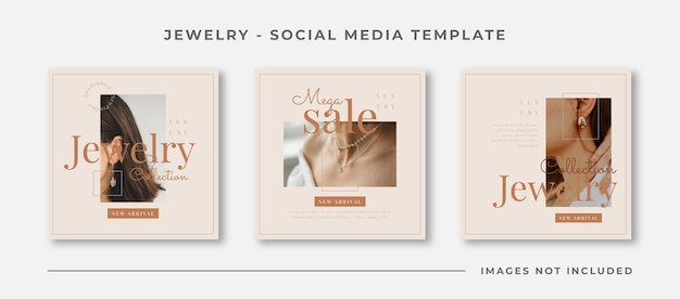 Jewelry Feminine Social Media Post Template, Editable Post Template Social Media Banners Vector