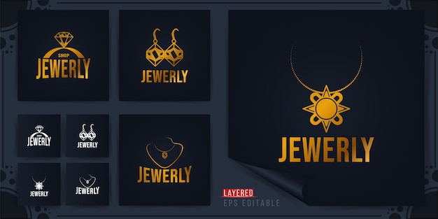 Jewelry golden logo design vector illustration