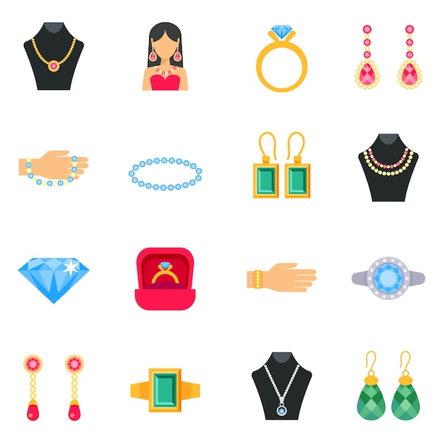 Jewelry icons set