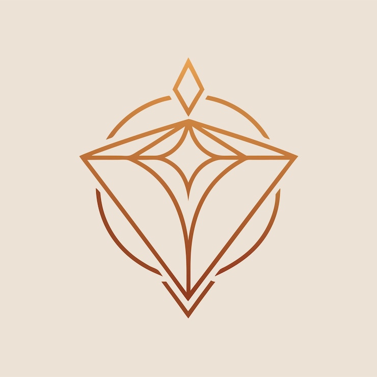 Vector 보석 라인 아트 로고 디자인 개념