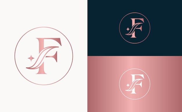 Вектор Ювелирный логотип королевский отель спа-массаж косметическая красота буква f