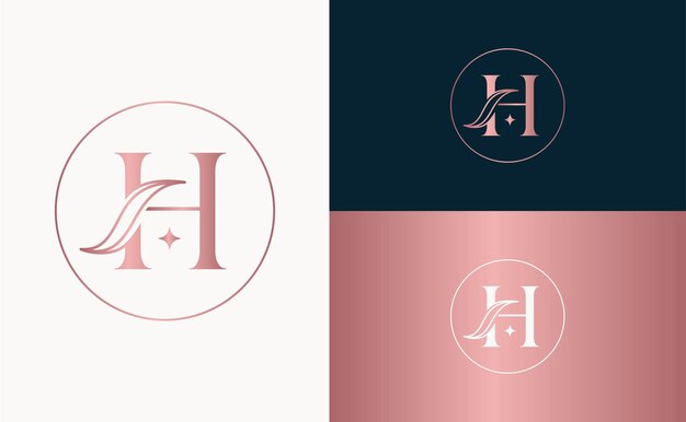 Вектор Ювелирный логотип королевский отель спа-массаж косметическая красота буква h