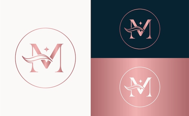 Jewelry Logo royal hotel spa massage cosmetic beauty letter M