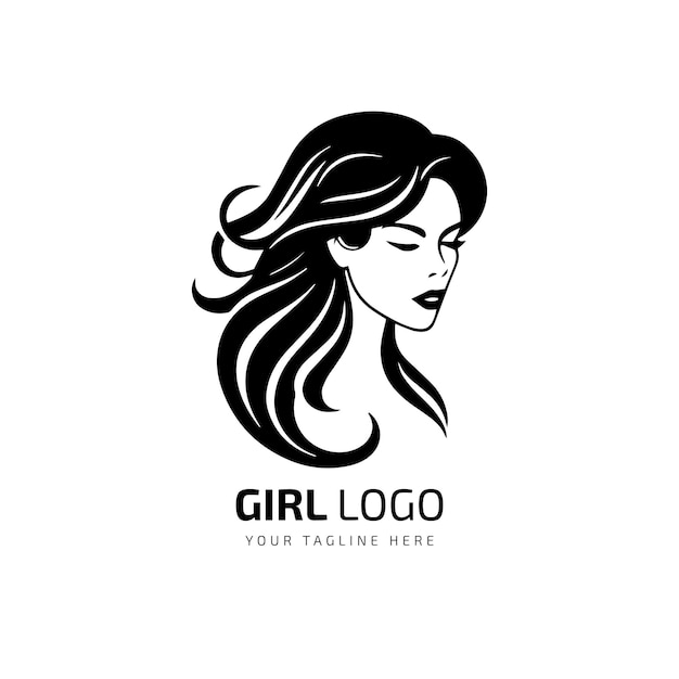 Design del simbolo del logo dei gioielli con ritratto di una bella donna e layout di icone unico per l'illustrazione vettoriale del business della moda e della bellezza