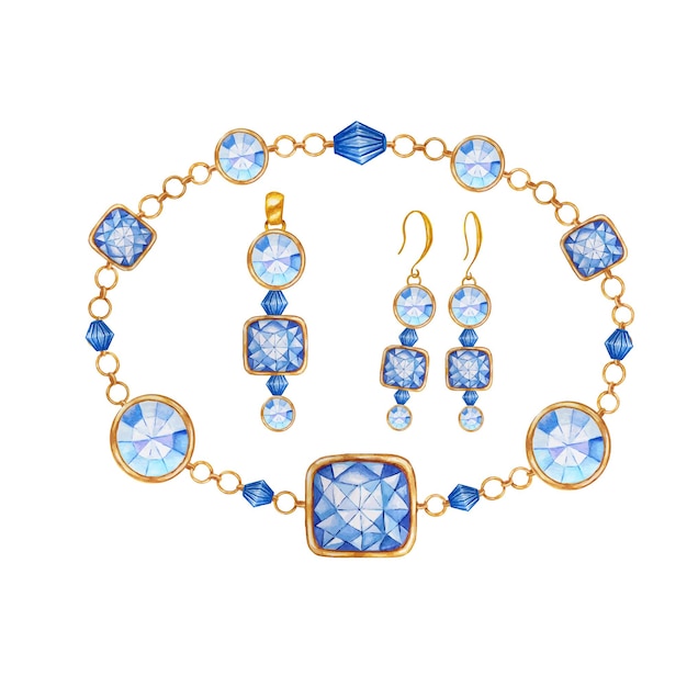 Vector jewelry set of earrings, pendant and bracelet