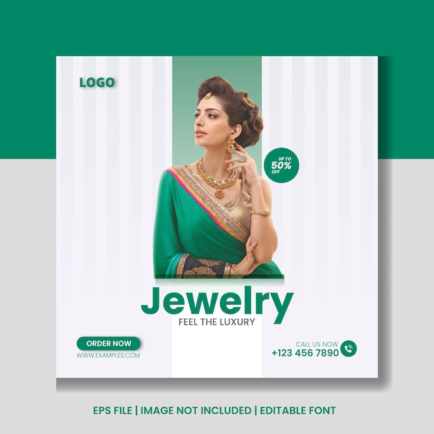 Jewelry social media Instagram post banner template