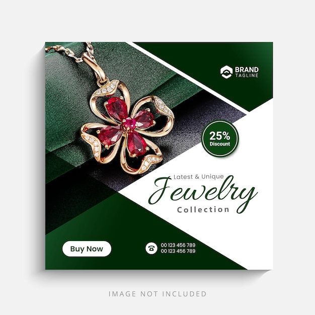 Vector jewelry social media instagram post or square flyer design