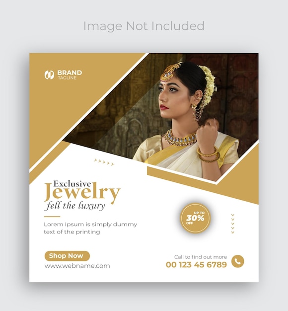 Jewelry social media instagram post or web banner design template