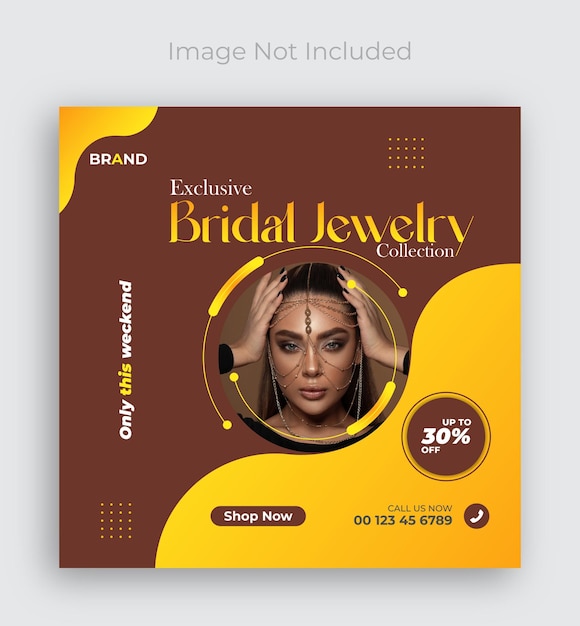 Jewelry social media instagram post or web banner design template